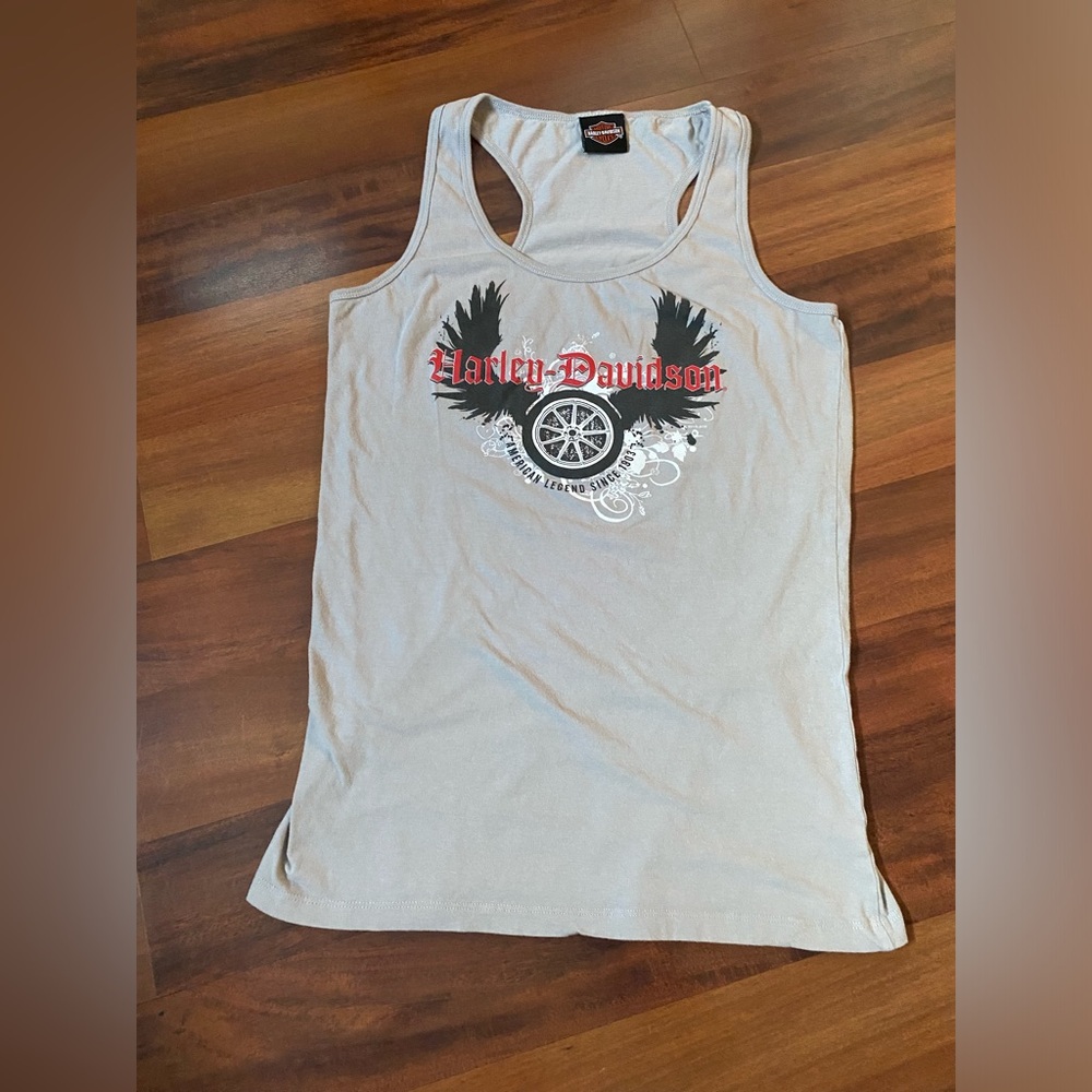 Harley-Davidson xl racer back tank top gray angel wings